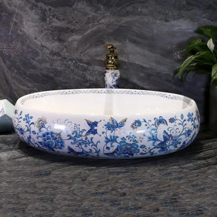Jingdezhen ручная работа пастельные раскрашенные бабочки большая овальная