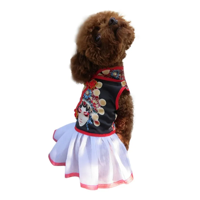 Летнее платье для собак; Одежда для собак; Cheongsam; платье для питомцев; платье для кошек; Тюлевое платье для собак; платья для маленьких и средних собак; чихуахуа, Йоркшира