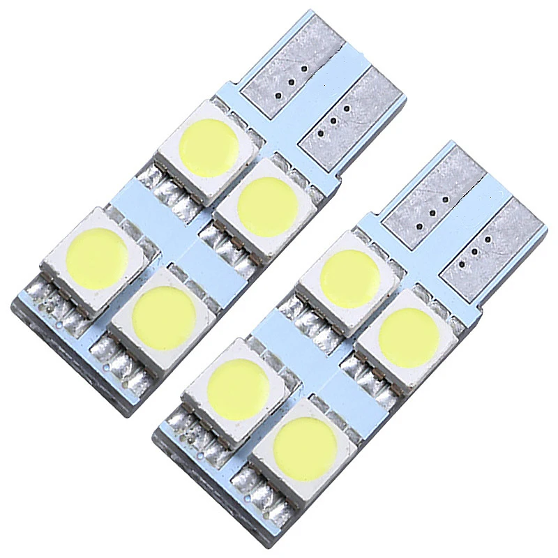 

10pcs T10 LED W5W 194 Door Light Non polar 4 Smd 5050 Led Car Bulbs Side Wedge Tail Parking led Cold White 12V