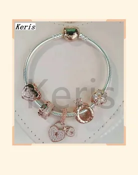 

High Quality 1:1 100% Silver Rose Gold Crown Charm Pendant Bracelet With Pendant String Is Delivered Free Of Charge