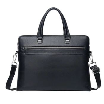 

Double Zipper Genuine leather briefcase Men's Handbags 2020Men's Business Bag European and American Trend Shoulder Messenger Bag