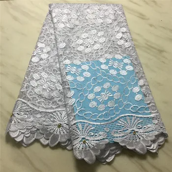 

WHITE African Lace Fabric 2020 High Quality Lace Nigerian Lace Fabric With Stones Embroidery Tulle French Lace for Women dress