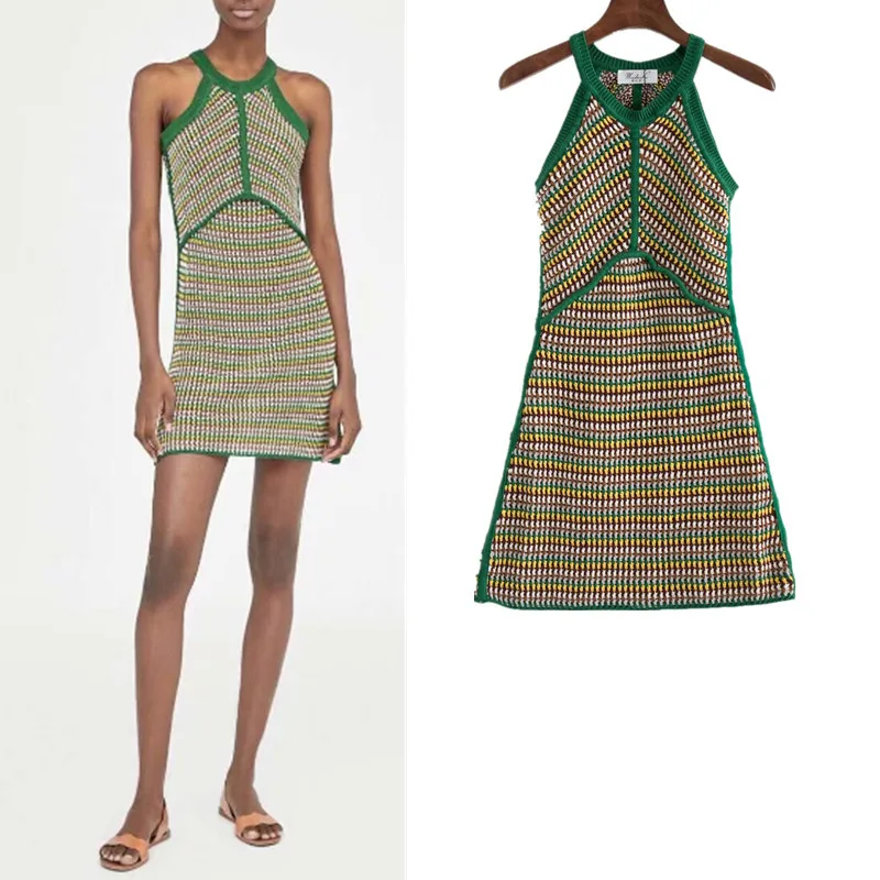 

2018 Summer New Style Travel WOMEN'S Dress Normcore Style Sexy Knitted Skirts Halter Tight Dress Fashion J8124