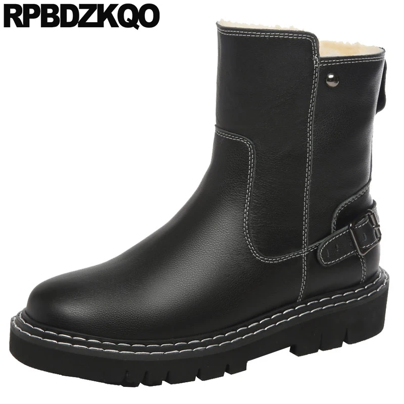 

Fur Real Leather Suede Short Shoes Flat Zip Up Trending Girls 2022 Belts Ankle Sheepskin Snow Women Winter Boots Genuine Warm