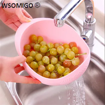 

Fruit Vegetable Washing Kitchen Accessories Fruit Bowl Filter Cleaning Plastic Colander Strainer Rice Cleaner Kitchen Gadgets-S