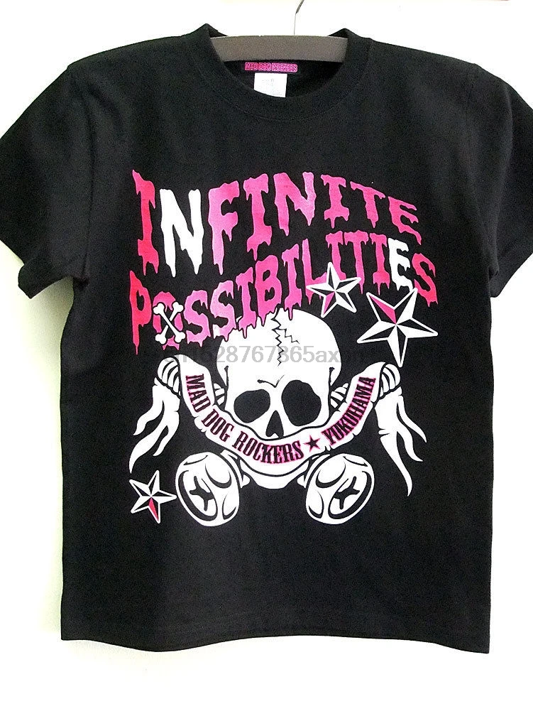 T-Shirt Skull Infinite Possibilities MAD DOG ROCKERS Harajuku JAPAN Visual Kei M Men Short Sleeves T Shirt top tee | Мужская одежда