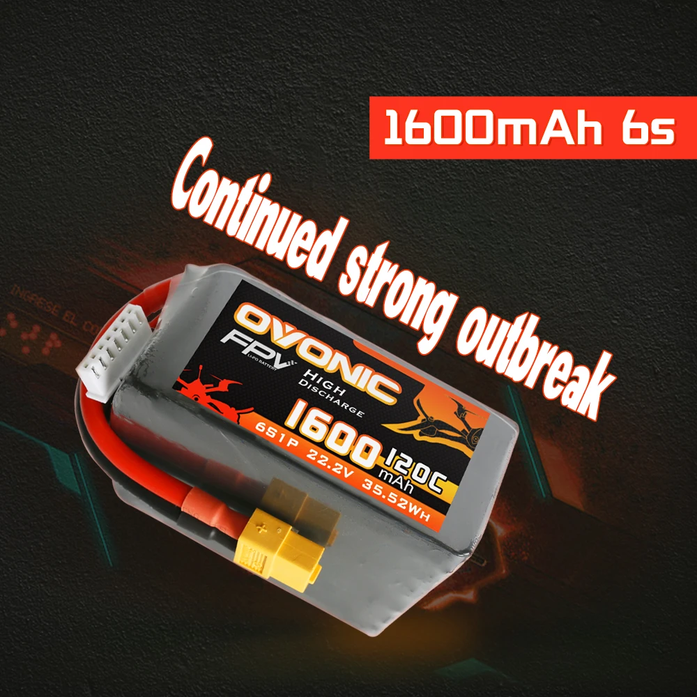 

2 шт., литий-полимерный аккумулятор 1600 мАч 6S 120C Max 240C 22,2 в