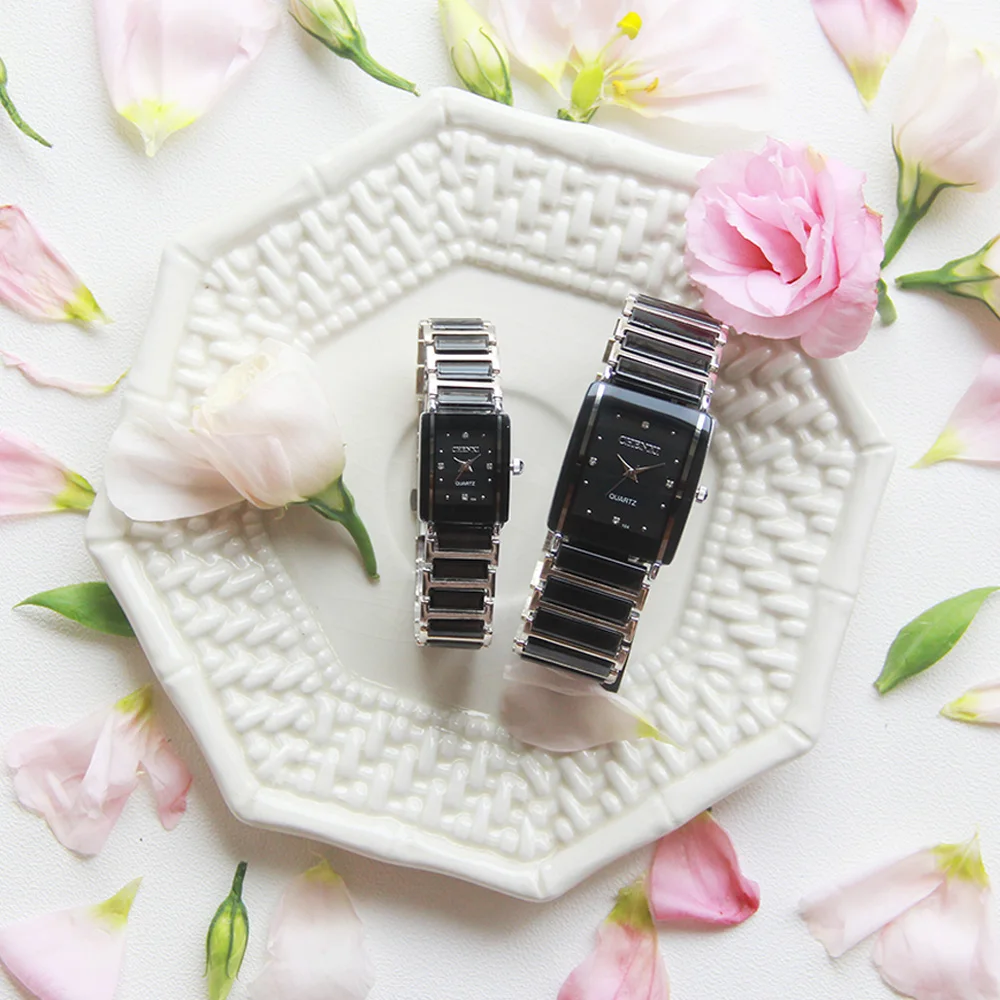 Casual Women Watch Classic Black Ceramics Wristwatch Rhinestone Couple Quartz Watch Woman Man Gift Clock Lover Relogio Feminino