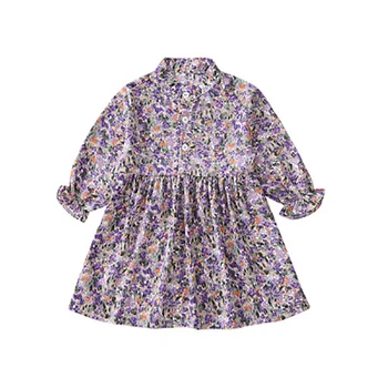 

Children Dress 2020 Spring Autumn Long Sleeves Floral Print Princess Dress Party Toddler Kid Clothes for 2-6Y