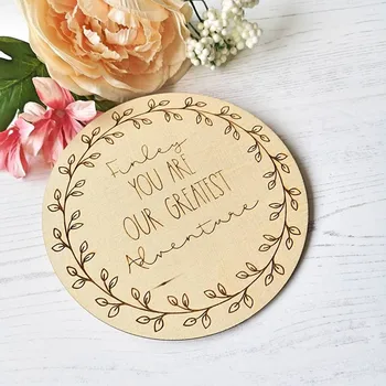 

New Baby Announcement Sign, Greatest Adventure tag, wooden baby name Plaque, baby shower gift, Newborn Photo Prop, Nursery Decor
