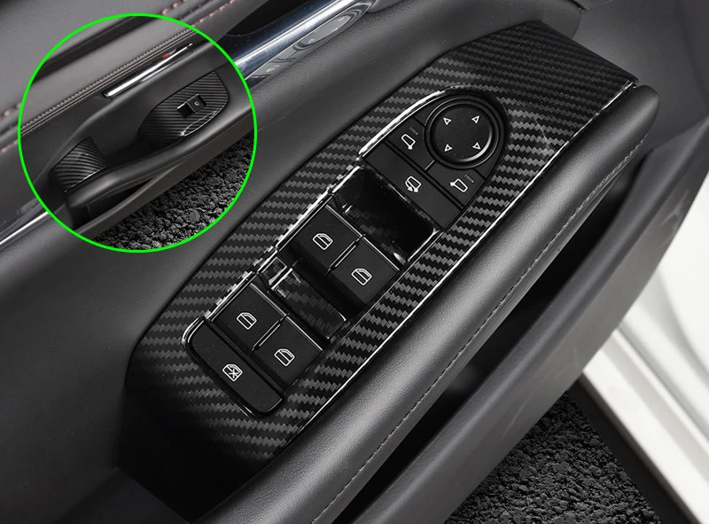 Подходит для Mazda 3 M3 Axela ABS углеродное волокно аксессуары для салона автомобиля, двери, окна, переключатель крышки обшивки 7 шт