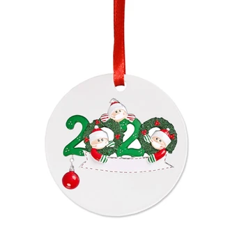 

2020 Ornament Personalized Family with Mask Round Christmas Tree Hanging Pendant H55A