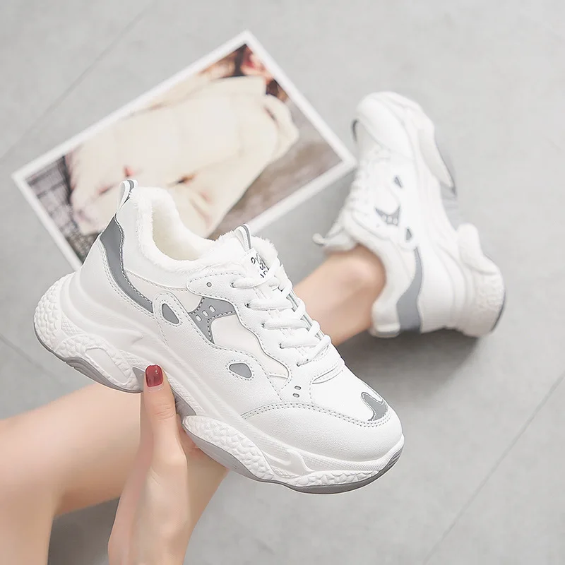 

2019 New Women's autumn and Winter Fashion Sneaker comfortable classic Casual PU Platform Ladies Thick Bottom Shoes J13-35