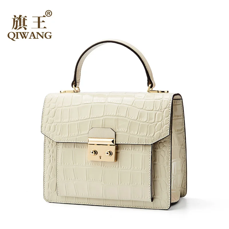 

Wang WOMEN'S Leather Bags 2019 New Style Graceful Crocodile Pattern Shoulder Bag Women's Cowhide Hand bai da xiao Square Bag