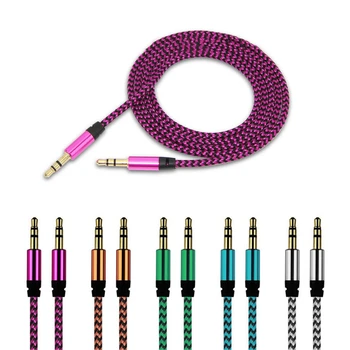

1.5m Nylon Jack Audio Cable 3.5mm Speaker Aux Cable Male to Male Kabel Car Aux Cord for JBL Headphone iphone Samsung AUX Cord