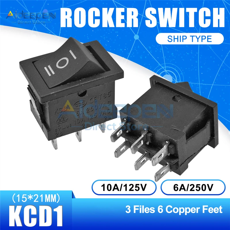 Black NO light 3-6P KCD1 15x21 мм Лодка кулисный переключатель переменного тока 10A/125V 6A/250V 2 файл с 3 режимами 2/3/4/6 Медь средства ухода за кожей стоп переключатель 15*21 мм с Водонепроницаемый Кепки - Цвет: Black NO light 3-6P