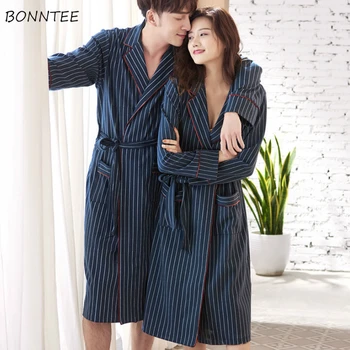 

Robes Men Solid Spring Autumn Cotton Soft Plus Size 3XL Simple Mens Bathrobes Loose Couples Long Sleeve High Quality Comfortable