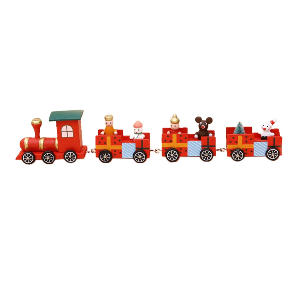 

Christmas Four Sections Little Trains Toy Kids Birthday Gift Wood Train Desktop Ornament Decoration Christmas New Year Decor