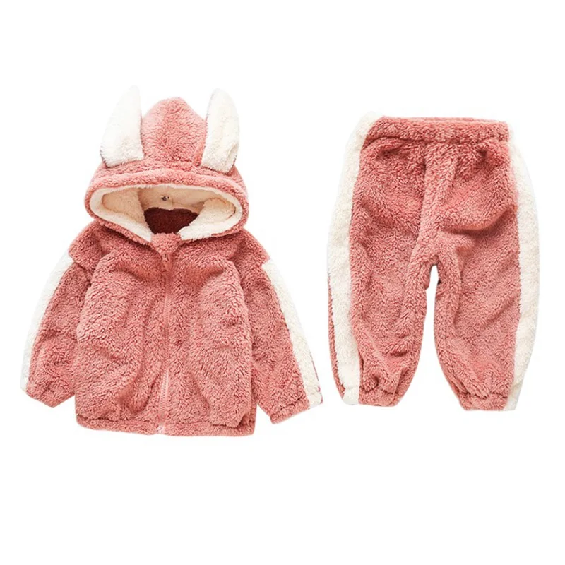 CROAL CHERIE Fashion Fleece Kids Boys Girls Clothes Sets Autumn Winter Baby Clothes Children's Clothing Sets Velvet Coat + Pants (12)