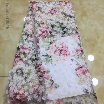 

Madison 2019 New Style organdie French Net Lace Fabric 3D Flower African Tulle Mesh Lace Fabric High Quality African Lace Fabric