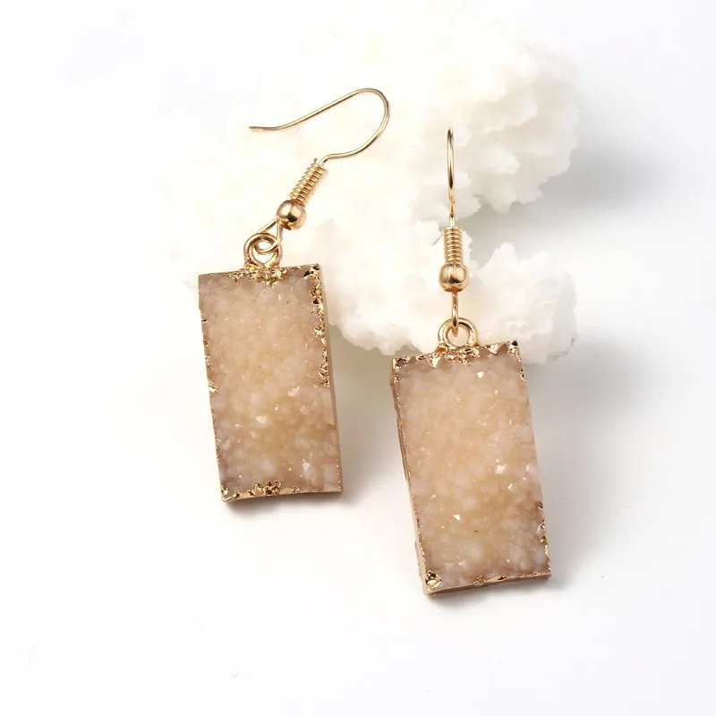 Bijoux Geometric Wedding Druzy Resin Earrings Drop Earrings For Women Jewelry Statement Pendientes Mujer Moda 2019 Ohrringe (3)