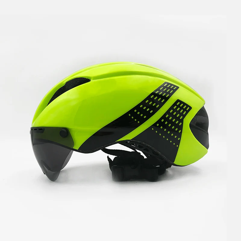 Велосипедный шлем, интегральный триатлон, Триатлон, Триатлон, велосипедный шлем, ультралегкий, дорожный, Mtb, горный, велосипедный шлем, 3 линзы, casco aero triatlon - Цвет: Green-black