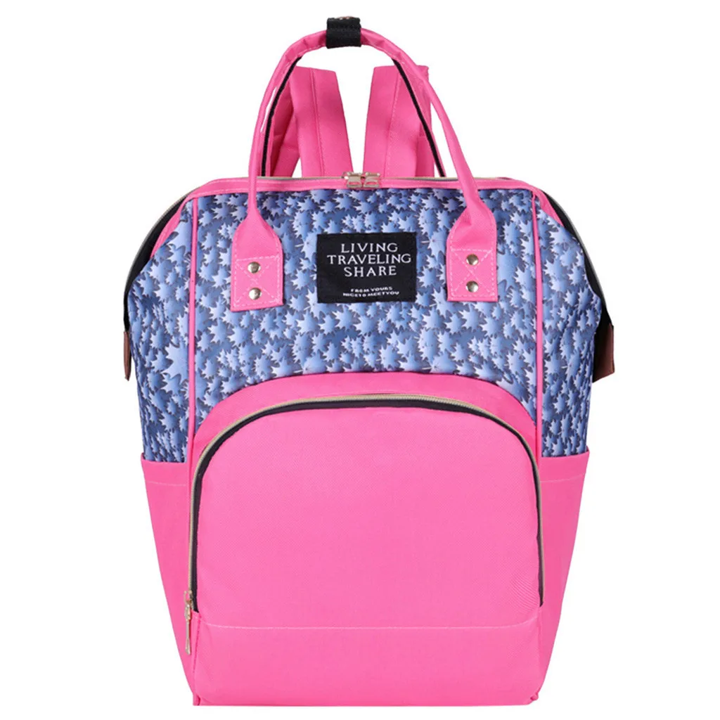 Pink Diaper Bag Baby Nappy Bag Mummy Daddy Backpack Large Capacity Waterproof Casual Laptop Bag Rechargeable Holder for Bottle - Цвет: Pink