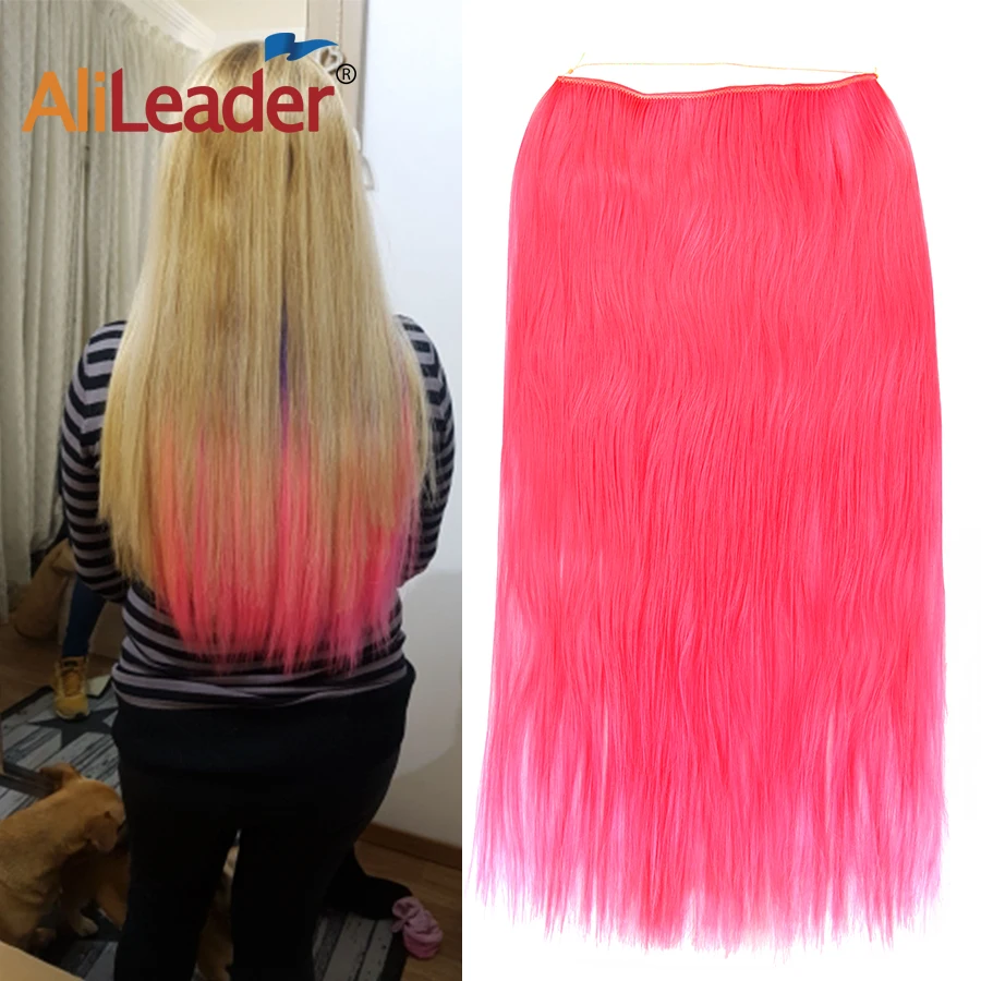 Alileader 22 Inch Ombre Blue Flip Wire Fish Line Hairpiece Natural