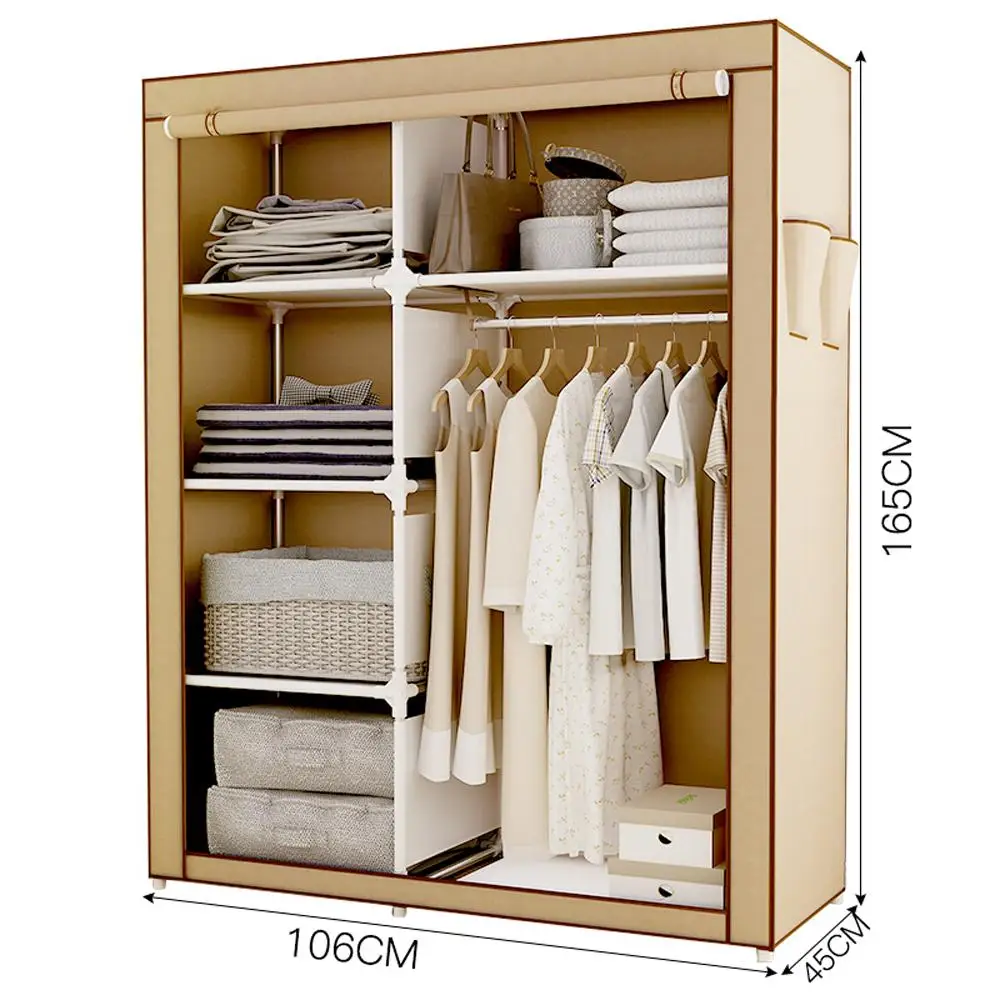 Portable Clothes Storage Closet, Double Wardrobe Organizer with Rack Shelves Wardrobe Home Furniture Portable Clothes Storage Closet, Double Wardrobe Organizer with Rack Shelves Wardrobe Home Furniture