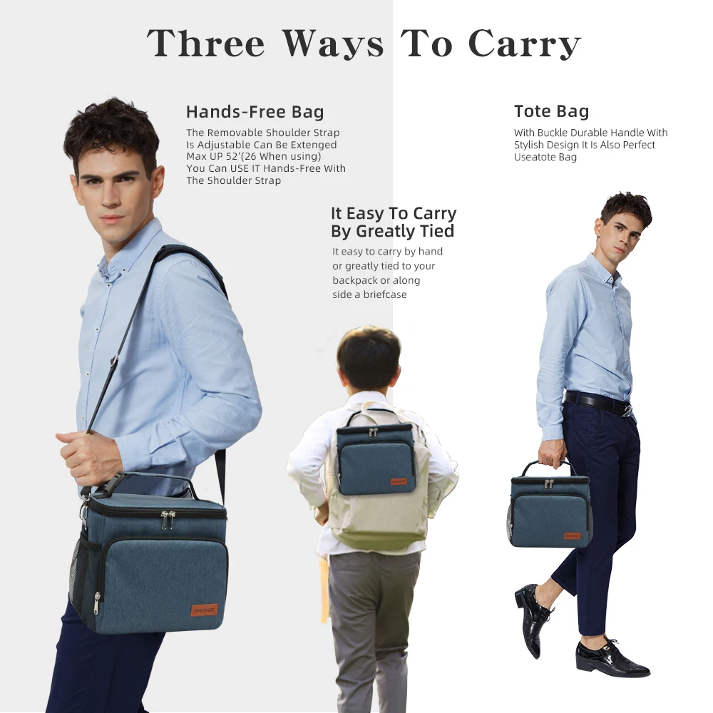 Portable Lunch Bag Waterproof Tote Cooler Handbag Insulated Thermal Bag For Food Bento Pouch Dinner Container