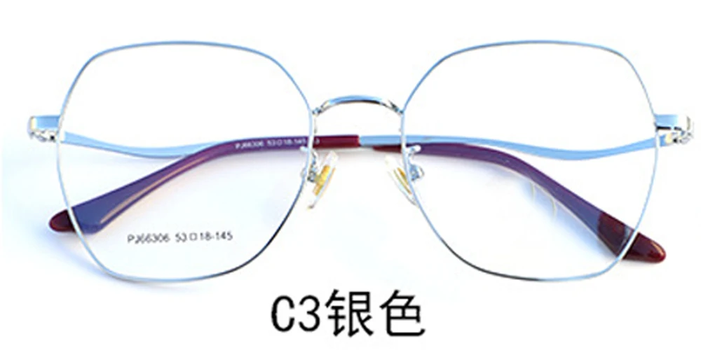 Очки с полной оправой, ретро оптические оправы BSX66306, могут сделать близорукость, металлические очки, качественные женские очки - Цвет оправы: C3 SILVER