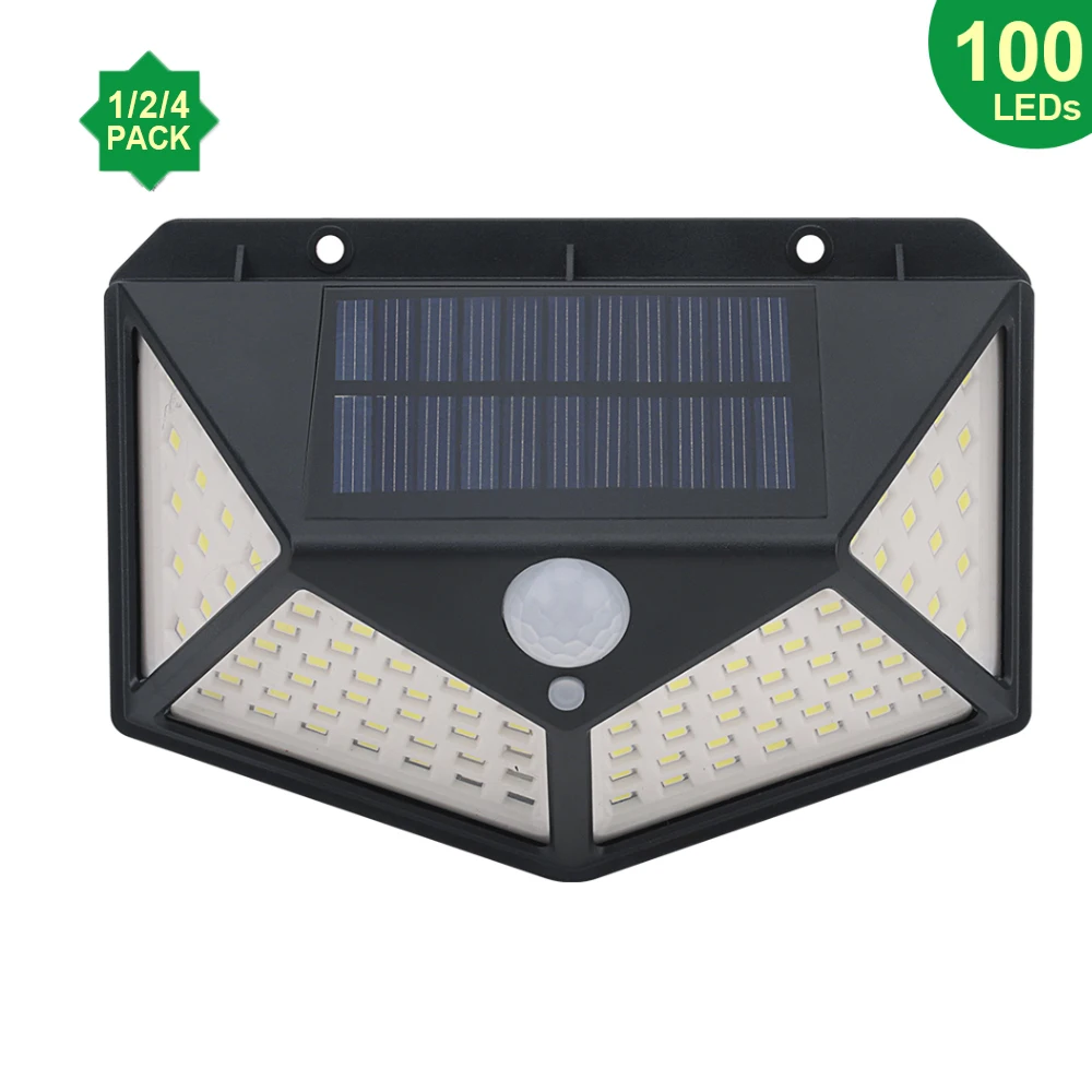 

BORUiT 100 LEDs Outdoor Solar Lamp PIR Motion Sensor Solar Light Waterproof Wall Light Solar Powered Sunlight Garden Decoration