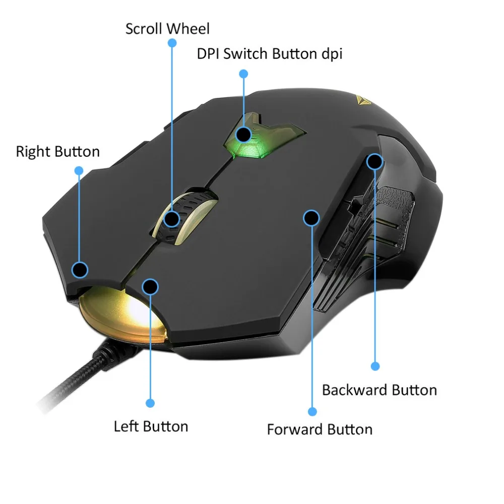 Delux M811LU USB Проводная игровая лазерная мышь 8200 dpi, 8 кнопок, эргономичные мыши Desig с 6 цветами подсветки для игр, ПК, ноутбука