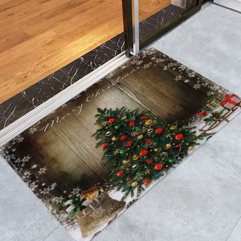 

Merry Christmas Welcome Doormat Festival Indoor Home Carpets Decoration Xmas Tree Pattern Floor Mat Atmosphere Supplies 40x60CM