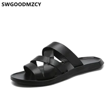 Резиновые тапочки; шлепанцы без задника; мужские шлепанцы; открытая обувь; модные мужские кожаные тапочки; повседневная обувь; chaussure homme ayakkabi