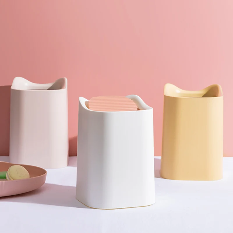 

Mini Plastic Trash Can Creative Multifunction Cute Portable Removable Office Household Debris Mini Basket Desktop Trash Can