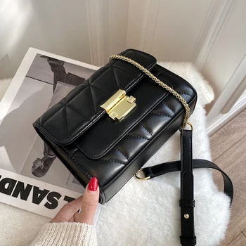 

Fashion Quilted Design Crossbody Bags For Women High Quility PU Leather Women's Handbags Small Square Chain Women Shoulder Bag