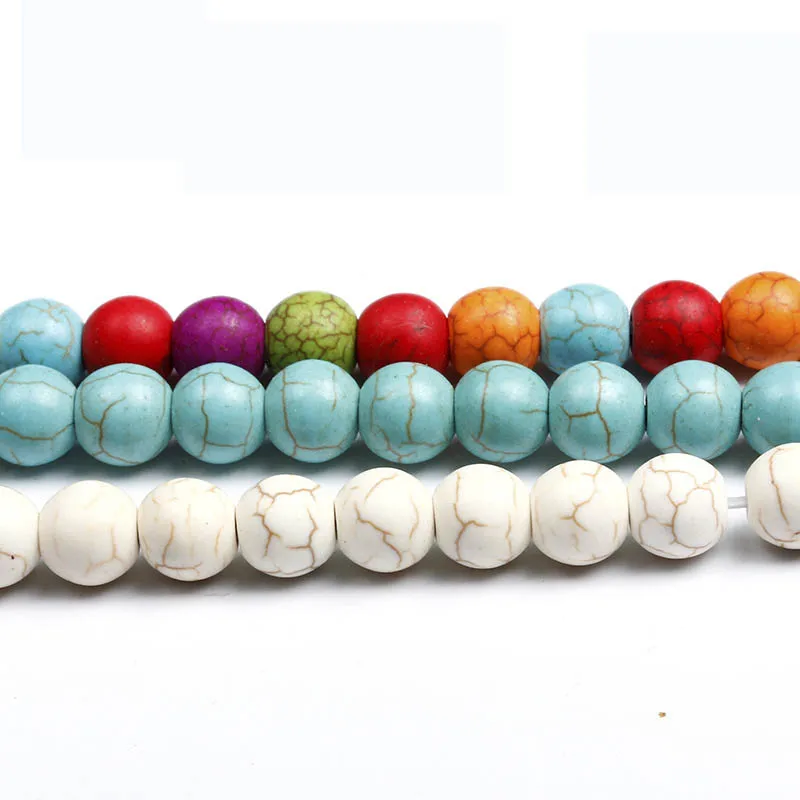 

Colorful Round Stone Beads 4/6/8/10/12/14mm Turquoise Beads Handmade Beading Bracelets Necklaces DIY Jewelry Making Materials