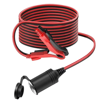 

12V / 24V Car Extension Cable for Cigarette Lighter Dustproof Waterproof Car Battery Terminal Alligator Clip Socket Adapter (