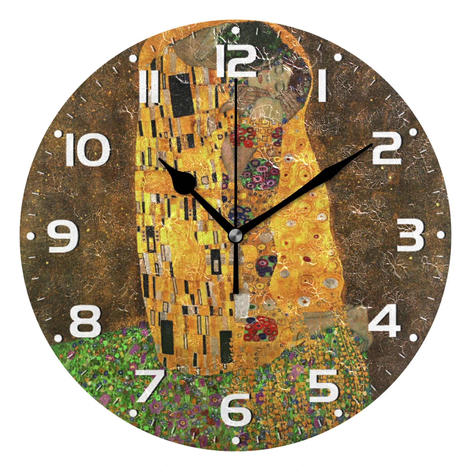 

Gustav Klimt Oil Painting Art Round Wall Clock Battery Operated Non-Ticking Silent Wall Watch For Living Room Bedroom Home Decor