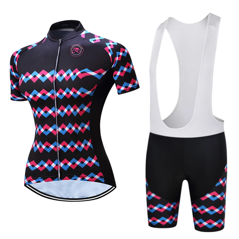 Модная женская одежда для велоспорта, летний комплект из Джерси с коротким рукавом для женщин, комплект для велоспорта MTB, винтажный узор, дышащая одежда для шоссейного велосипеда - Цвет: 1