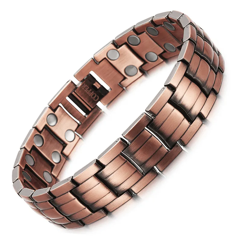 Красный медный Магнитный браслет для мужчин и женщин 2 ряда магнит здоровый био энергии браслеты и браслеты подарок на день отца