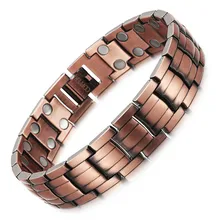 Красный медный Магнитный браслет для мужчин и женщин 2 ряда магнит здоровый био энергии браслеты и браслеты подарок на день отца