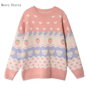 Strawberry Embroidery Knitted Pullover Sweaters 1
