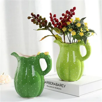 

Creative Home Decorations Chinese Style Simulation Cactus Ceramics Artware Vase Living Room Flower Arranging Flower Pot X5692