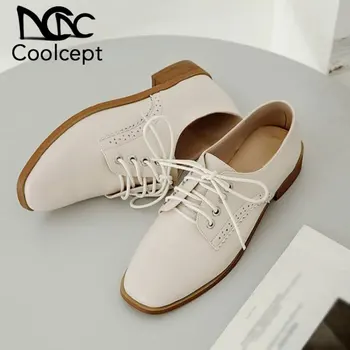

Coolcept Size 30-45 Women Fashion Pumps Shoes Designer Square Toe Cross Strap Shoes Women Simples Style Office Lady Footwear