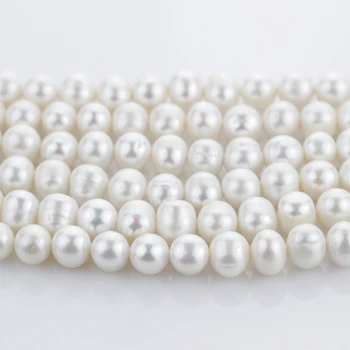

Genuine Natural 10-11mm potato round pearl strands loose beads women lady jewelry DIY