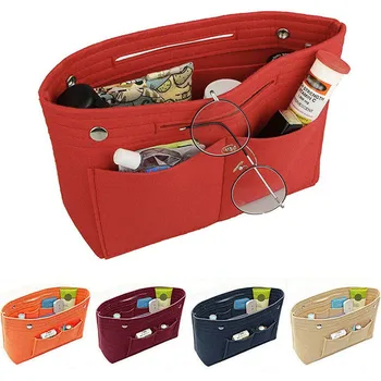 

Womens Handbag Organizer Travel Bag Purse Felt Fabric Multipocket Tote Ladies Makeup Cosmetic Bags