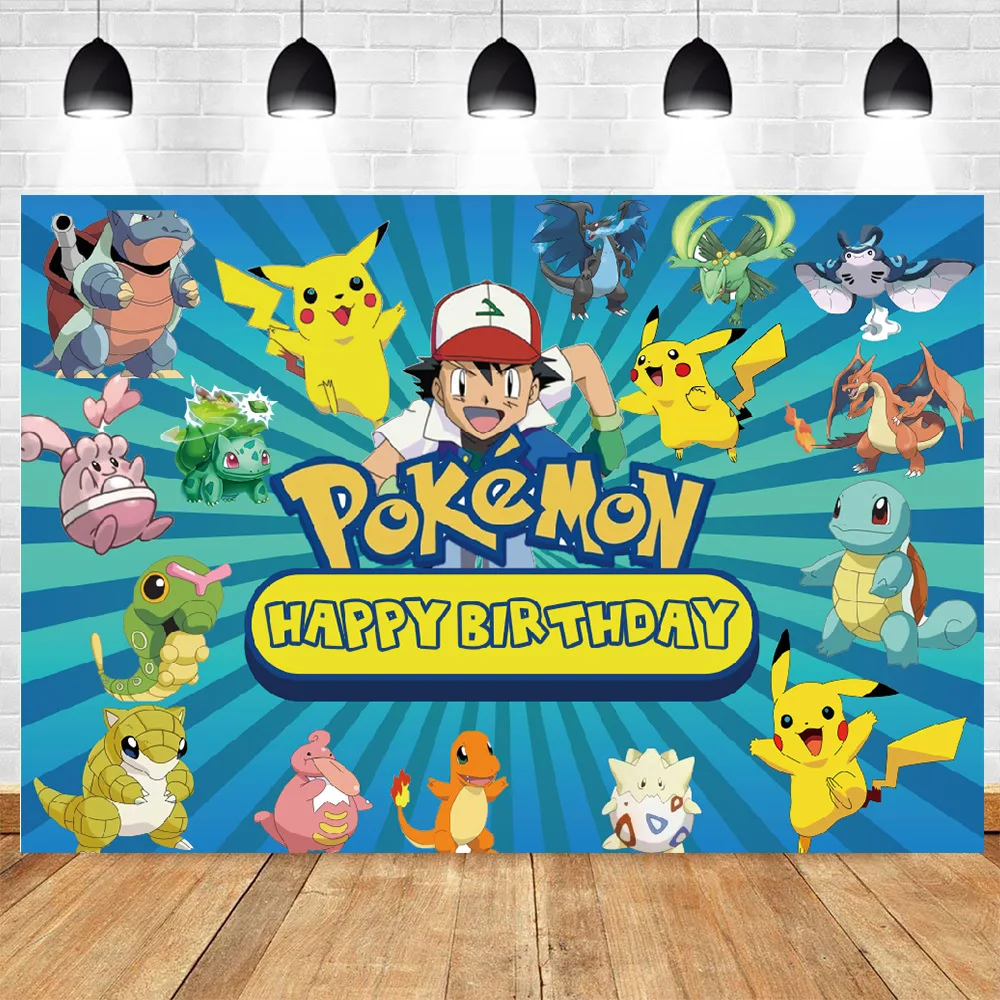 Pano De Fundo De Festa Pokémon, Fundo De Fotografia, Decoração De Quarto  Infantil, Estúdio De Fotografia, Presente De Aniversário - AliExpress