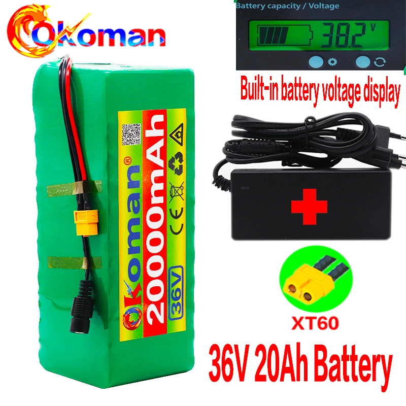 36V battery 10S4P 20Ah pack 500W high power 42V 20000mAh Ebike electric bicycle BMS xt60 plug+charger | Электроника